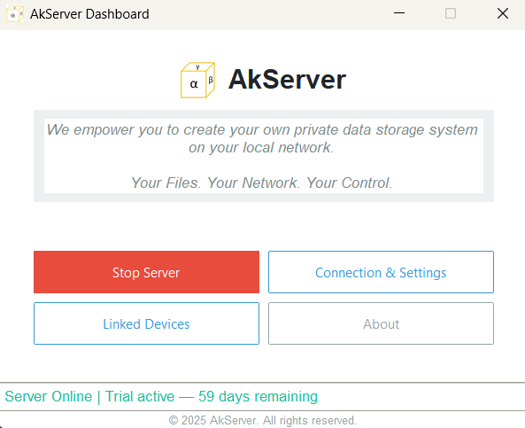 AkServer main window