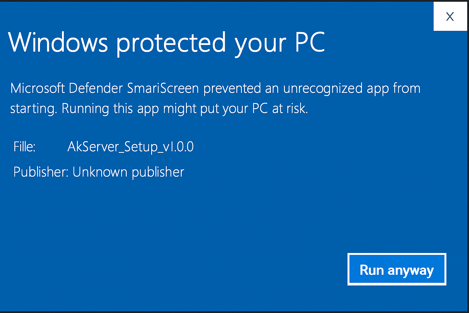 Windows Defender SmartScreen warning 2