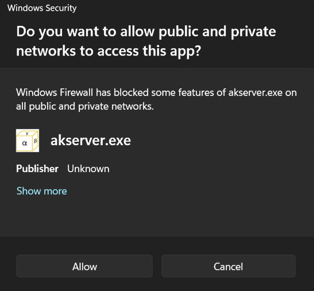 Windows Firewall prompt