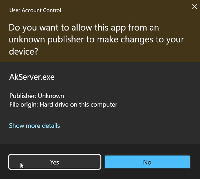 User Account Control prompt